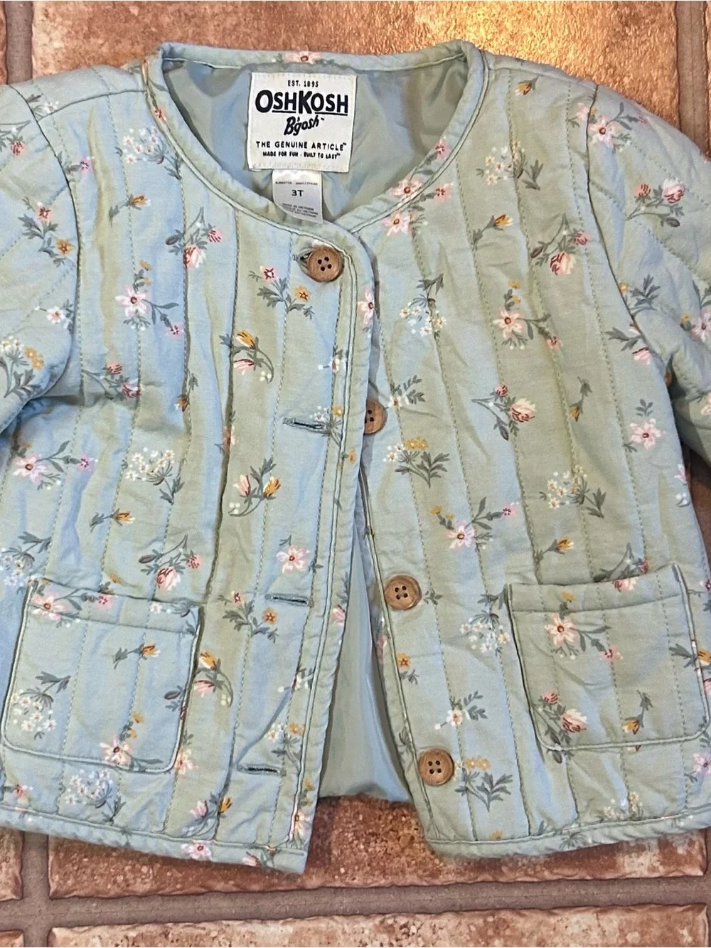 OshKosh B'gosh Mint Green Quilted Floral Puff Jacket